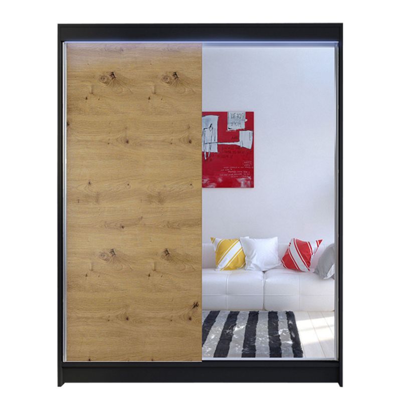 Szafa MIRJAN 24 z drzwiami przesuwnymi Camino I z oświetleniem RGB czarny/dąb artisan 1 szt.
