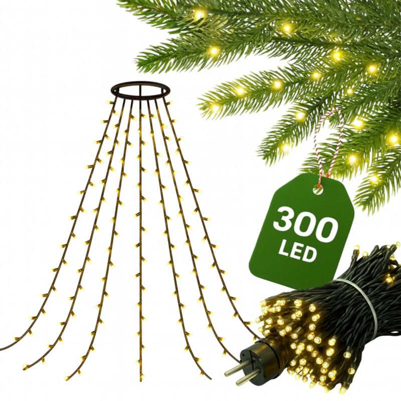Kurtyna Świetlna Kamai Lampki Na Choinkę 300 lampek LED 12 Pasm - 1 szt.