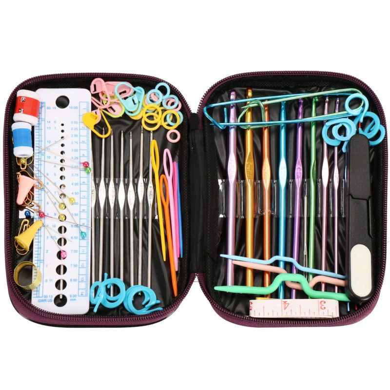 Zestaw do szydełkowania z etui Springos 100 elementów szydełka 0.6-6.5 mm z akcesoriami 1 kpl.