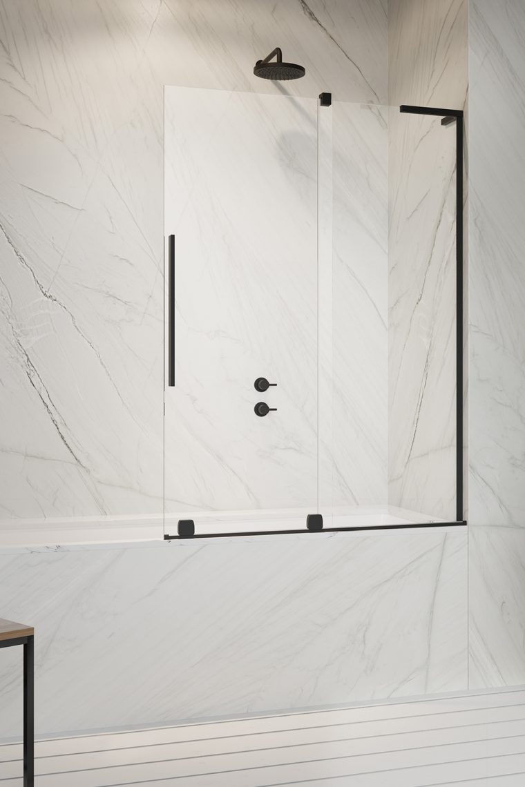 Radaway Furo SL Black PND II drzwi parawanu 63,8 cm prawe czarny mat/szkło przezroczyste 10309638-54-01R