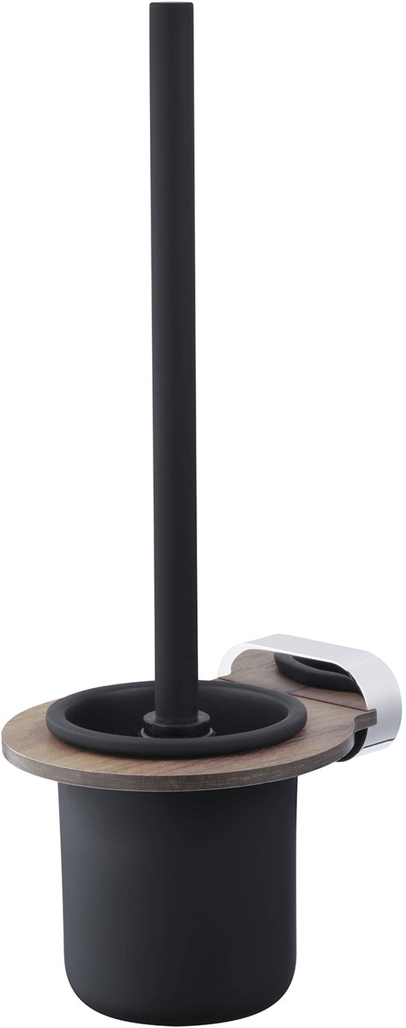 Bisk Bergen szczotka toaletowa ścienna chrom/drewno/czarny mat 07059