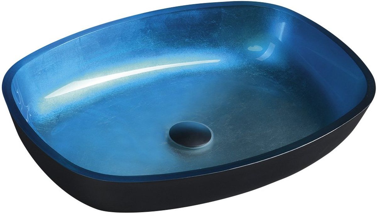 Darmowa Dostawa - Umywalka 54x40 cm owalna nablatowa dwukolorowa-czarna-niebieska Sapho Beauty TY224