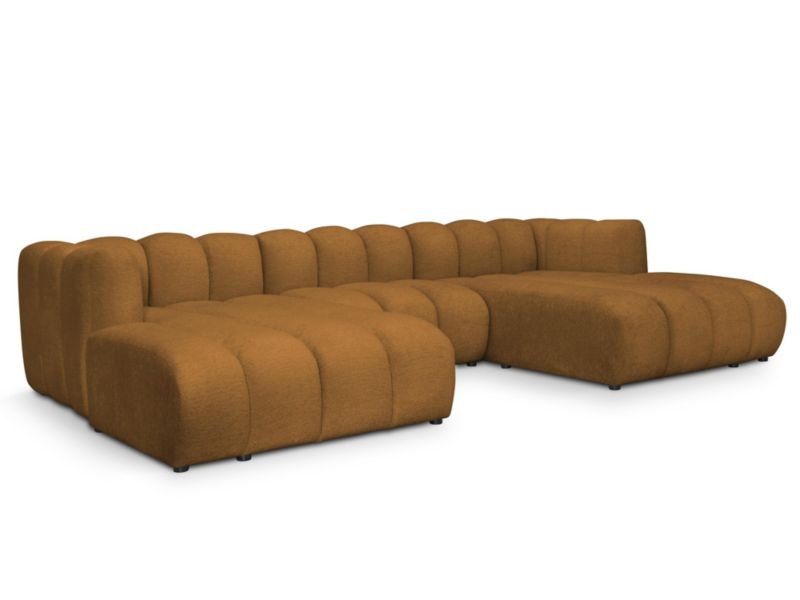Sofa modułowa panoramiczna LaMiaSofa NAPOLI z tkaniny szenilowej 316x179 cm musztardowy 1 szt.