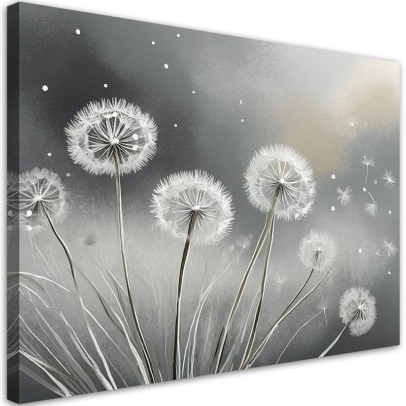 Obraz do salonu sypialni Feeby Dmuchawce Rośliny Szary 120x80 cm 1szt