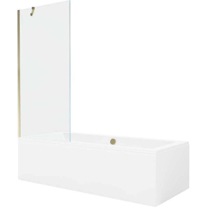 Wanna prostokątna Mexen Cube 180 x 80 cm z obudową i parawanem 1-skrzydłowym 80 cm transparent złoty 1 kpl.