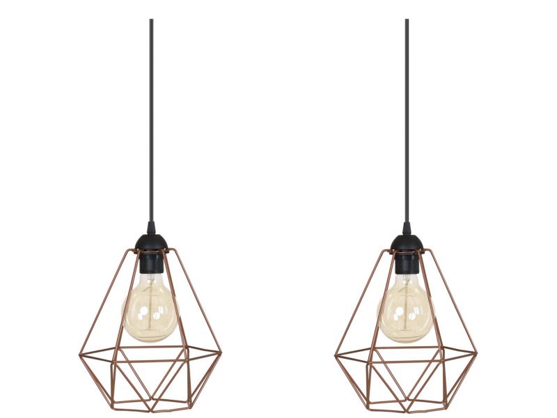 Lampa sufitowa wisząca Light Home LH Fusion 2x E27 60W klosz metal diament miedziany 1szt.