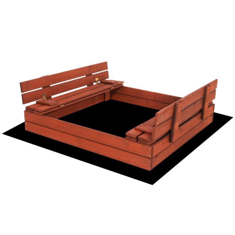 Piaskownica drewniana zamykana Springos 120x120 cm impregnowana z ławkami, plandeką i włókniną 1 szt.