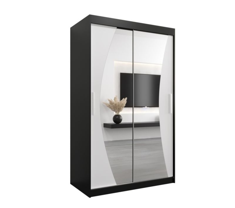 Szafa przesuwna Garderoba Abiks WAVE 120 czarny mat + biały mat 1 szt.