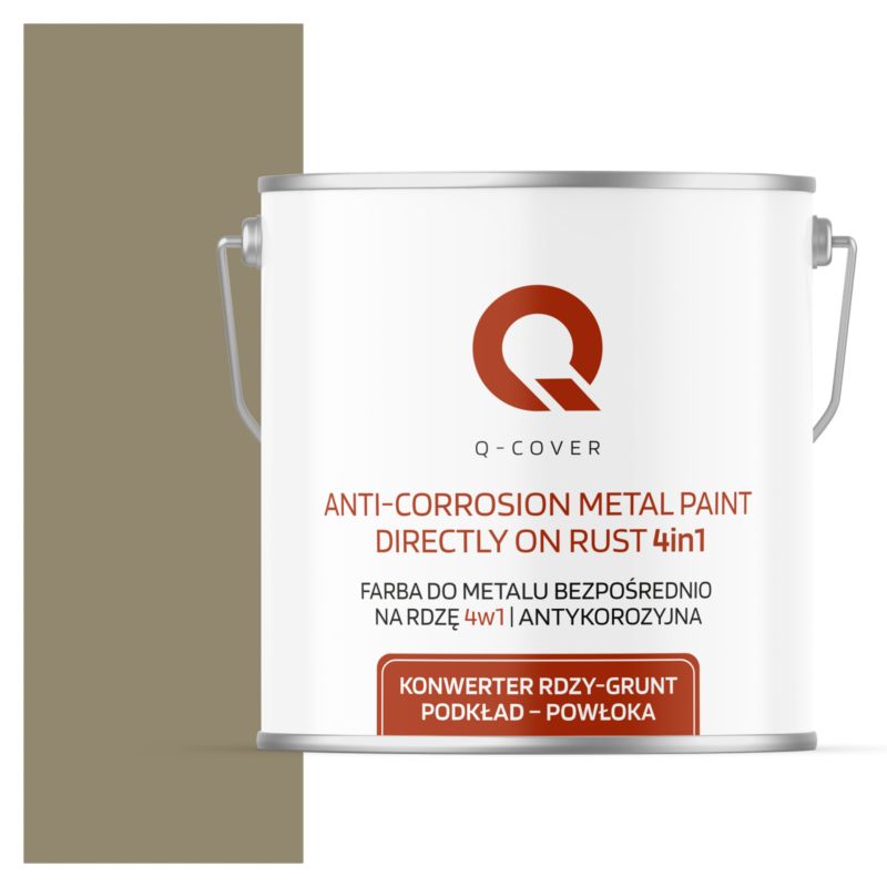 Farba do Metalu Prosto na Rdzę 4w1 Q-Cover Szaro-żółty RAL7034 Półmat 5L