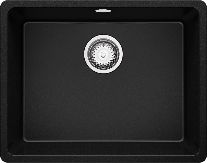 Zlewozmywak Wenecja Slim Easy PRIMAGRAN Nablatowy 56x44cm do szafki od 60cm, Czarny + Syfon, S061, 1 szt.