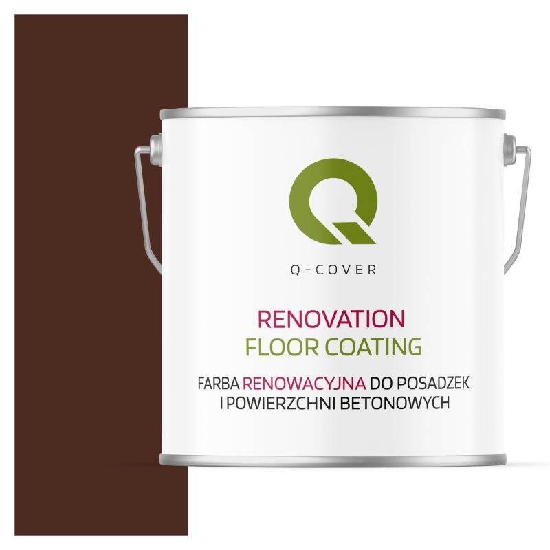 Farba Renowacyjna do Posadzek i Powierzchni Betonowych Q-Cover Brązowy Ciepły RAL8016 Półmat 5L