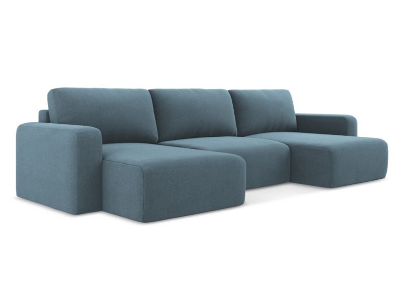 Sofa panoramiczna z funkcją spania LaMiaSofa OSTIA z tkaniny strukturalnej 332x149 cm jasny niebieski 1 szt.