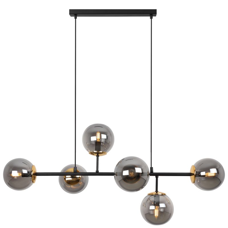 Lampa sufitowa wisząca Light Home LH Siena 6x E14 40W czarny/złoty 46cm klosz grafitowy 1szt.