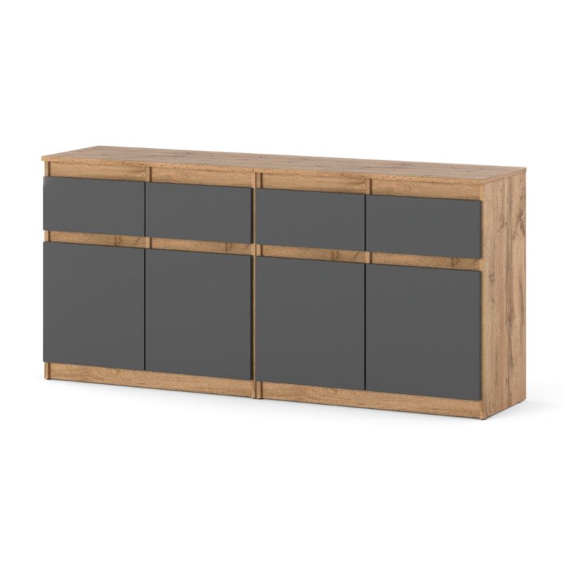 Komoda Hurtownia-Mebli Szuflady 4 Olia Mini 160cm Dąb Wotan Szary Mat 160x35x75 cm 1szt.