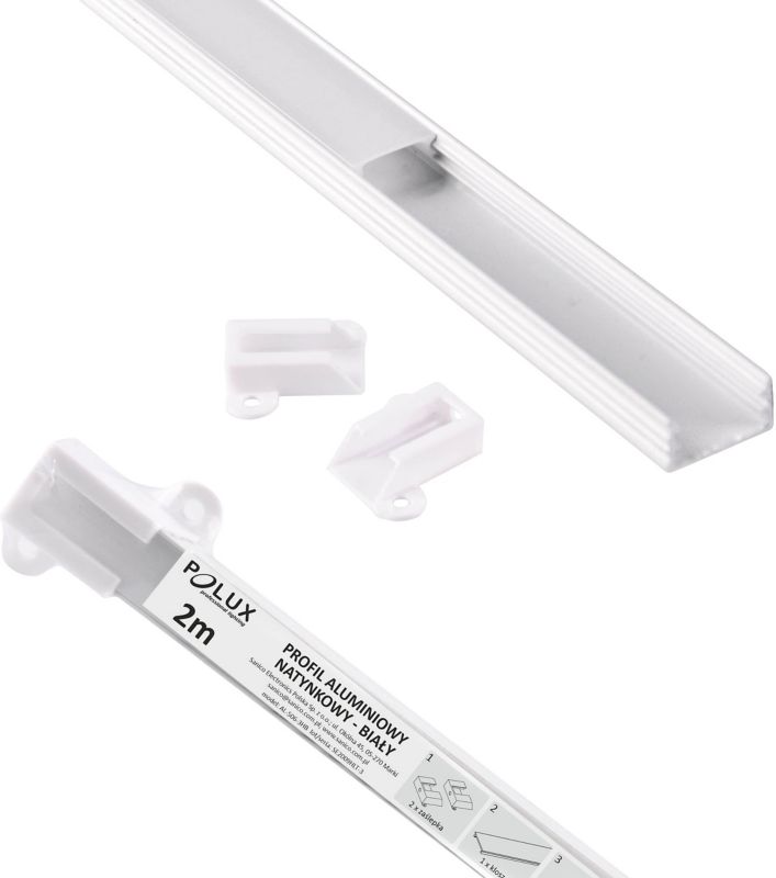 Zestaw Polux profil natynkowy do taśm LED 2 m biały