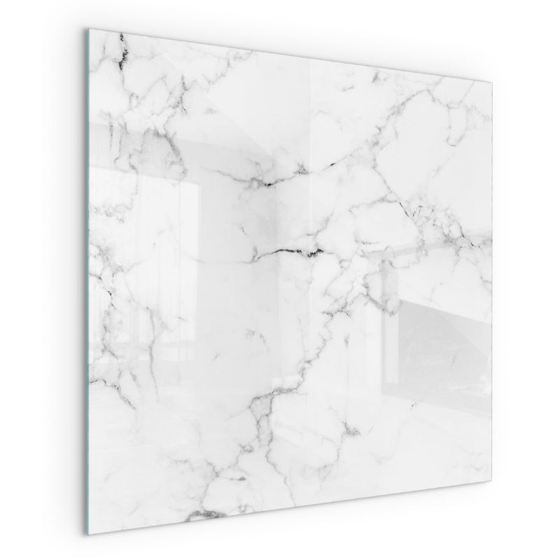 Szklana Podkładka Pod Kominek Kwadrat Wallfluent 50x50 cm Marmur z żyłami 1 szt.