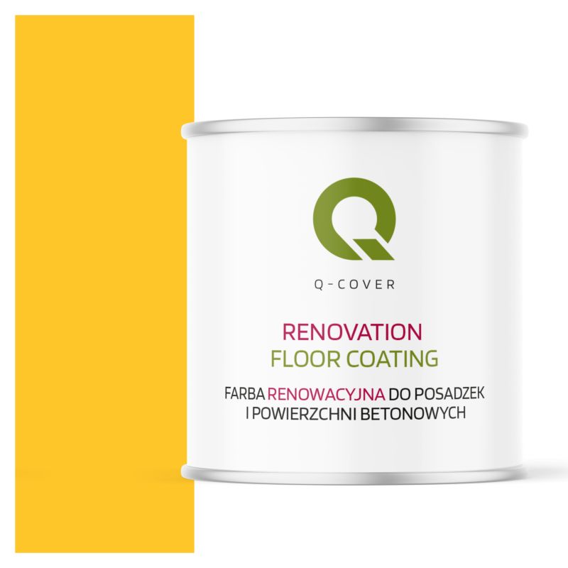 Farba Renowacyjna do Posadzek i Powierzchni Betonowych Q-Cover Żółty Ostrzegawczy RAL1023 Satyna 2.5L