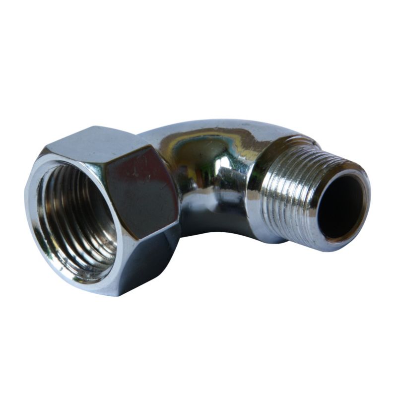 Kolanko redukcyjne gwint zewnętrzny 3/8" x 1/2" chrom