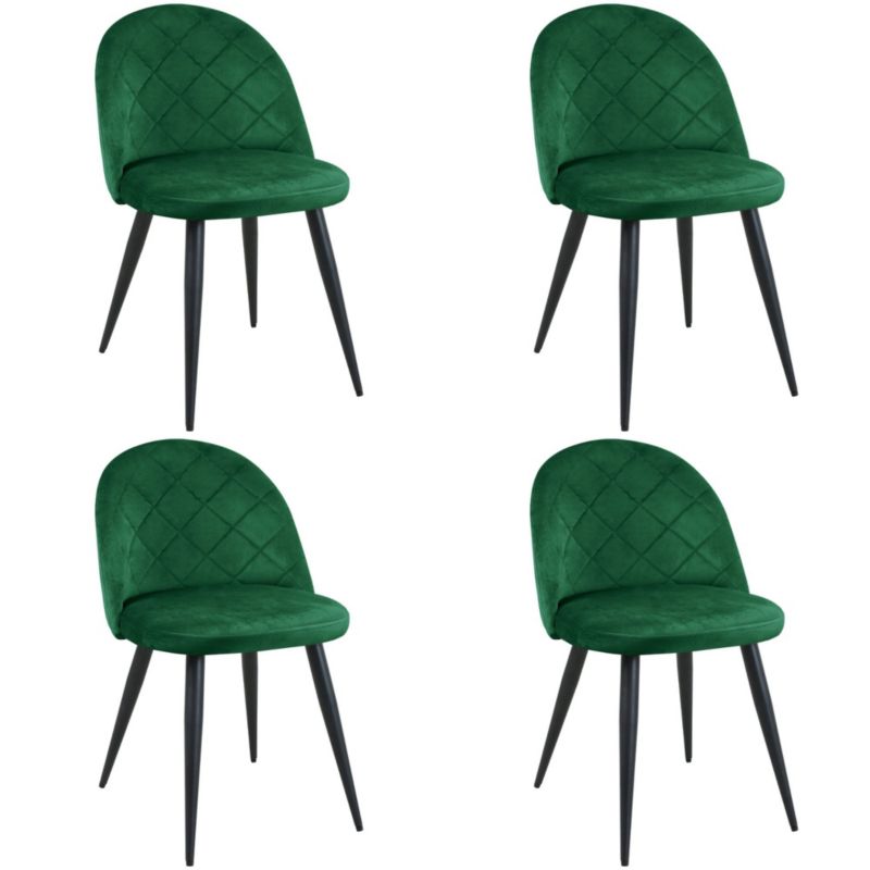 4x Krzesło tapicerowane pikowane welur SJ.077 Butelkowa Zieleń 4 szt.