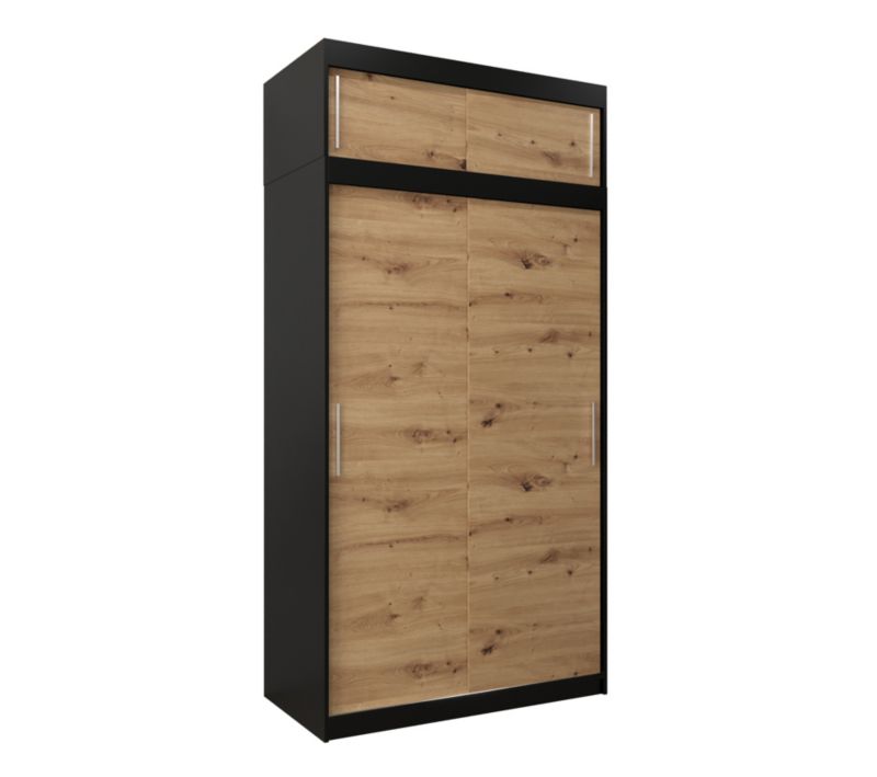 Szafa przesuwna Garderoba Abiks Tokyo 120 czarny + artisan z nadstawką 1 szt