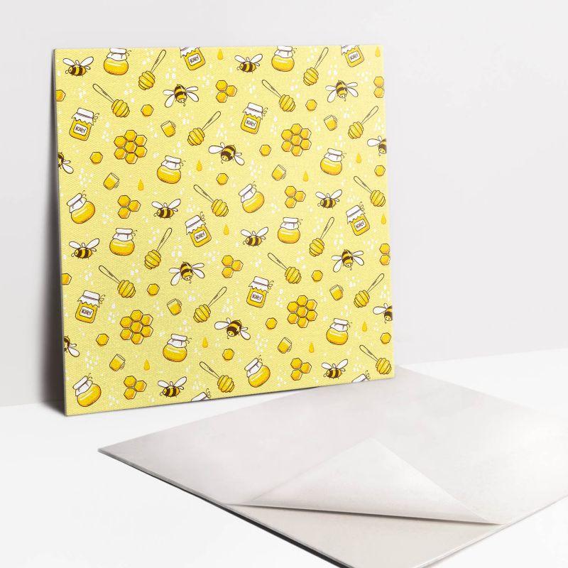 Kafelki samoprzylepne Tulup 30x30 cm Rysunkowe pszczoły i miód 9 szt.