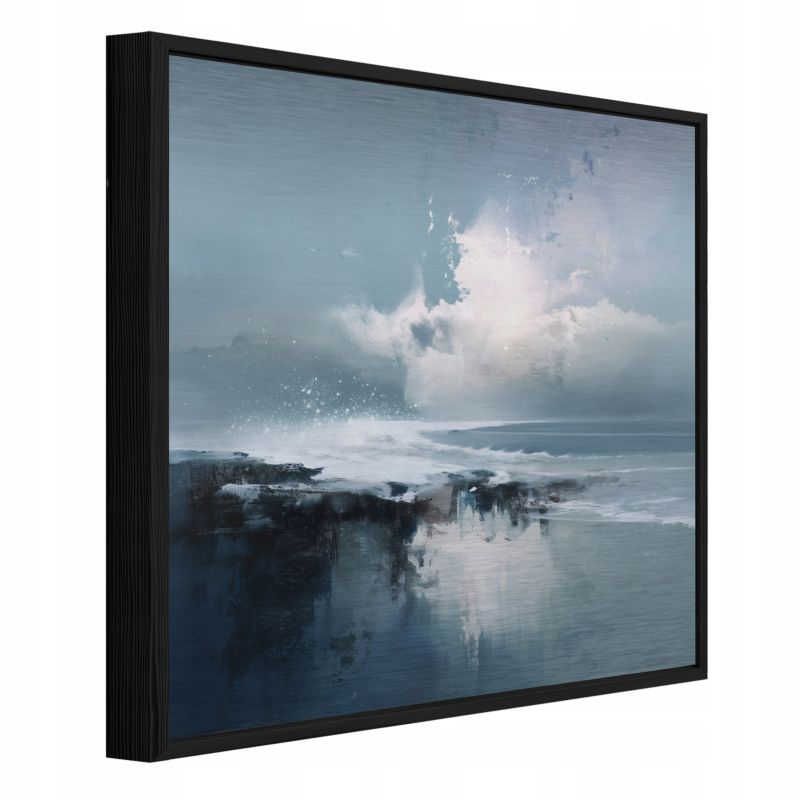 Obraz W Ramie WALLARENA Do Sypialni Salonu Na Metalu Morze Pejzaż Abstrakcja Niebieski 50x50 cm ADS16218S3 1 szt.