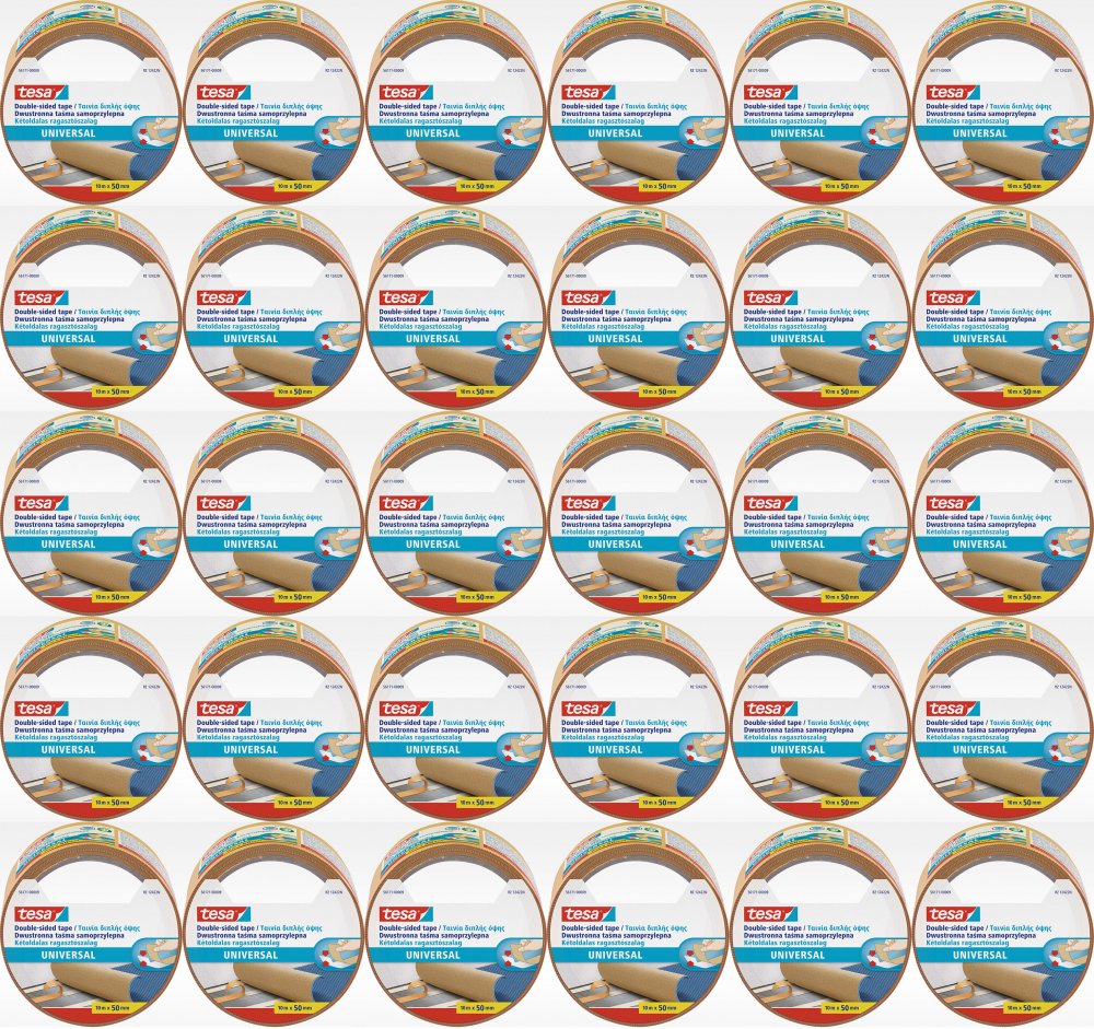 36x Taśma dwustronna do wykładzin Tesa Universal Standard, 50mm x 10m, biały