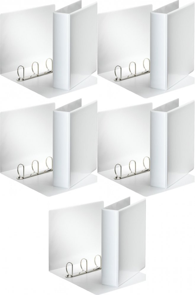 5x Segregator prezentacyjny Esselte Panorama, A4, szerokość grzbietu 77mm, do 480 kartek, 4 ringi, biały