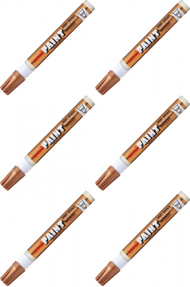 6x Marker olejowy UNI PX-20, okrągła, 2.2-2.8mm, błyszczący brązowy
