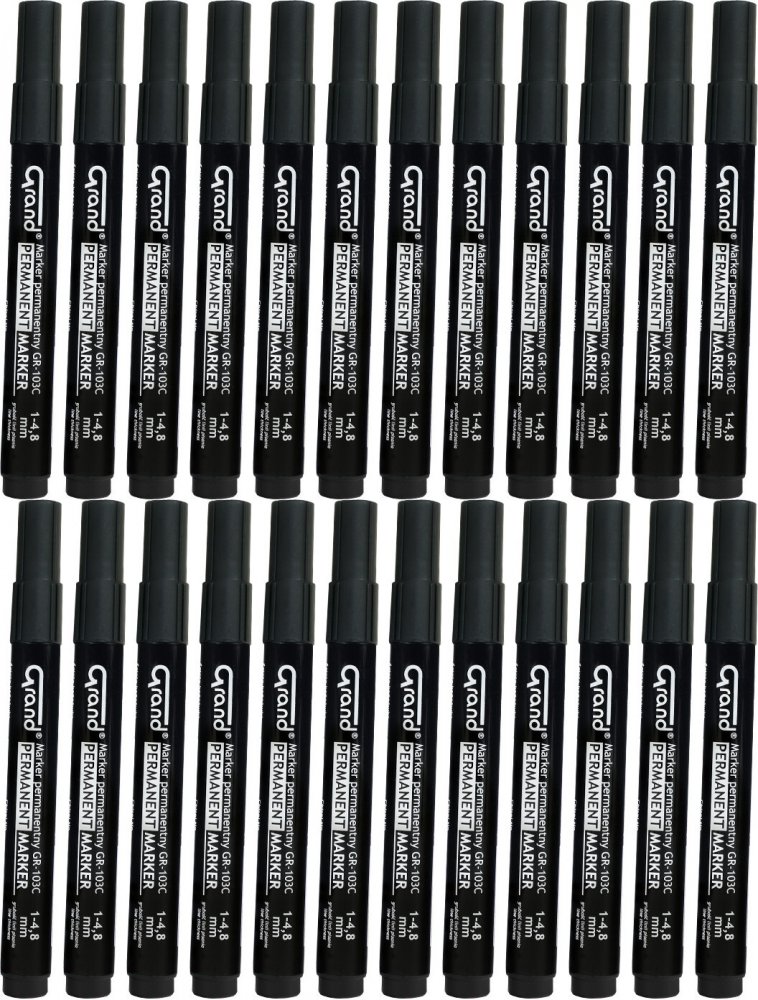 24x Marker permanentny Grand GR-103C, ścięta, czarny
