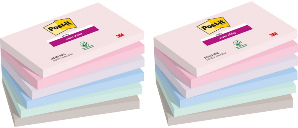 2x Karteczki samoprzylepne Post-it Soulful, 127X76mm, 6X90 kartek, pastelowe