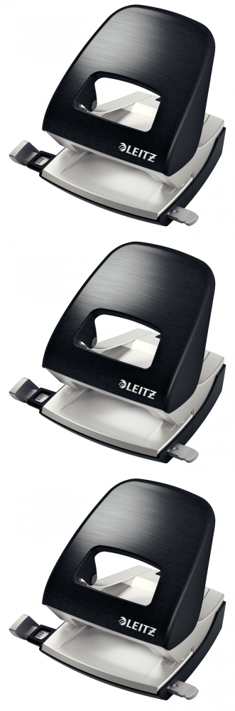 3x Dziurkacz Leitz NeXXt Series Style, do 30 kartek metaliczny czarny