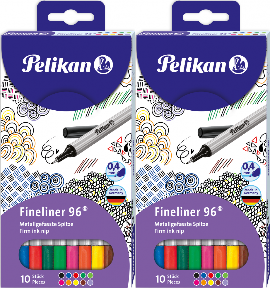 2x Cienkopis Pelikan Fineliner 96, 0.4mm, 10 sztuk, mix kolorów