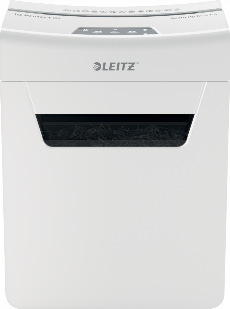 Niszczarka do papieru Leitz IQ Protect Premium 8X, 8 kartek, P-4 DIN, biały