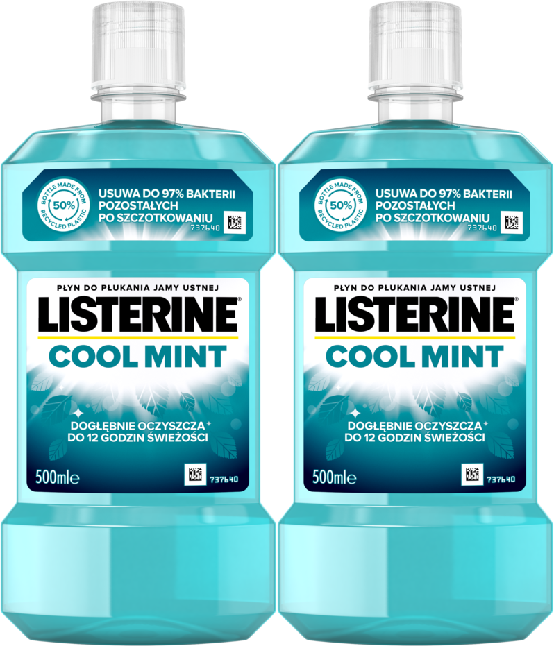 2x Płyn do płukania jamy ustnej Listerine Cool Mint, miętowy, 500 ml
