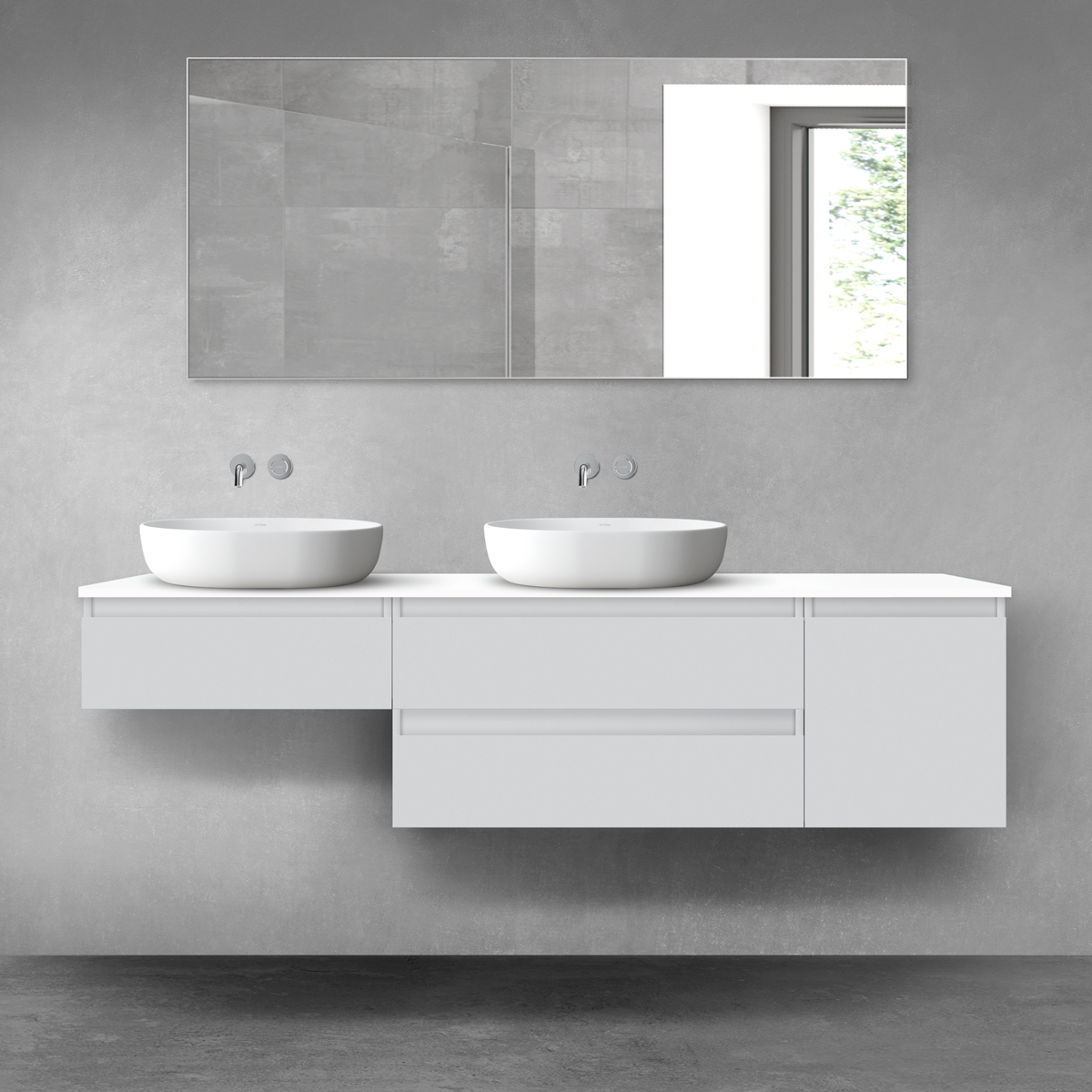 Oltens Vernal zestaw mebli łazienkowych 180 cm z blatem szary mat/biały połysk 68532700 - Wysyłka w 24h