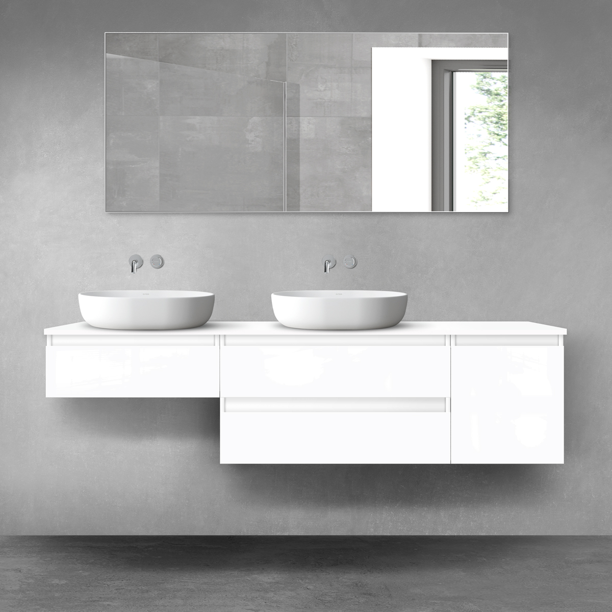 Oltens Vernal zestaw mebli łazienkowych 180 cm z blatem biały połysk 68514000 - Wysyłka w 24h