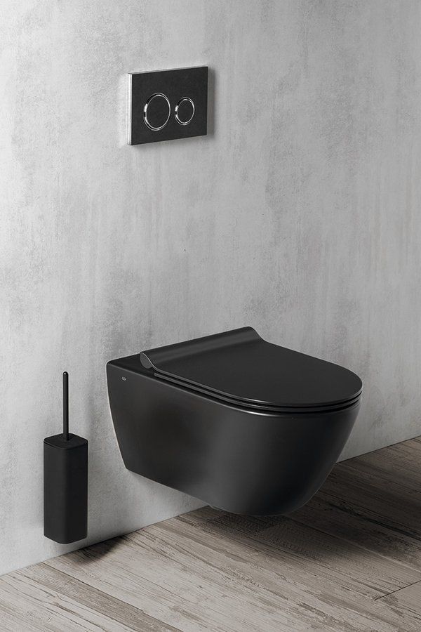 GSI Pura miska WC wisząca bez kołnierza Swirlflush czarna dual-mat 881526