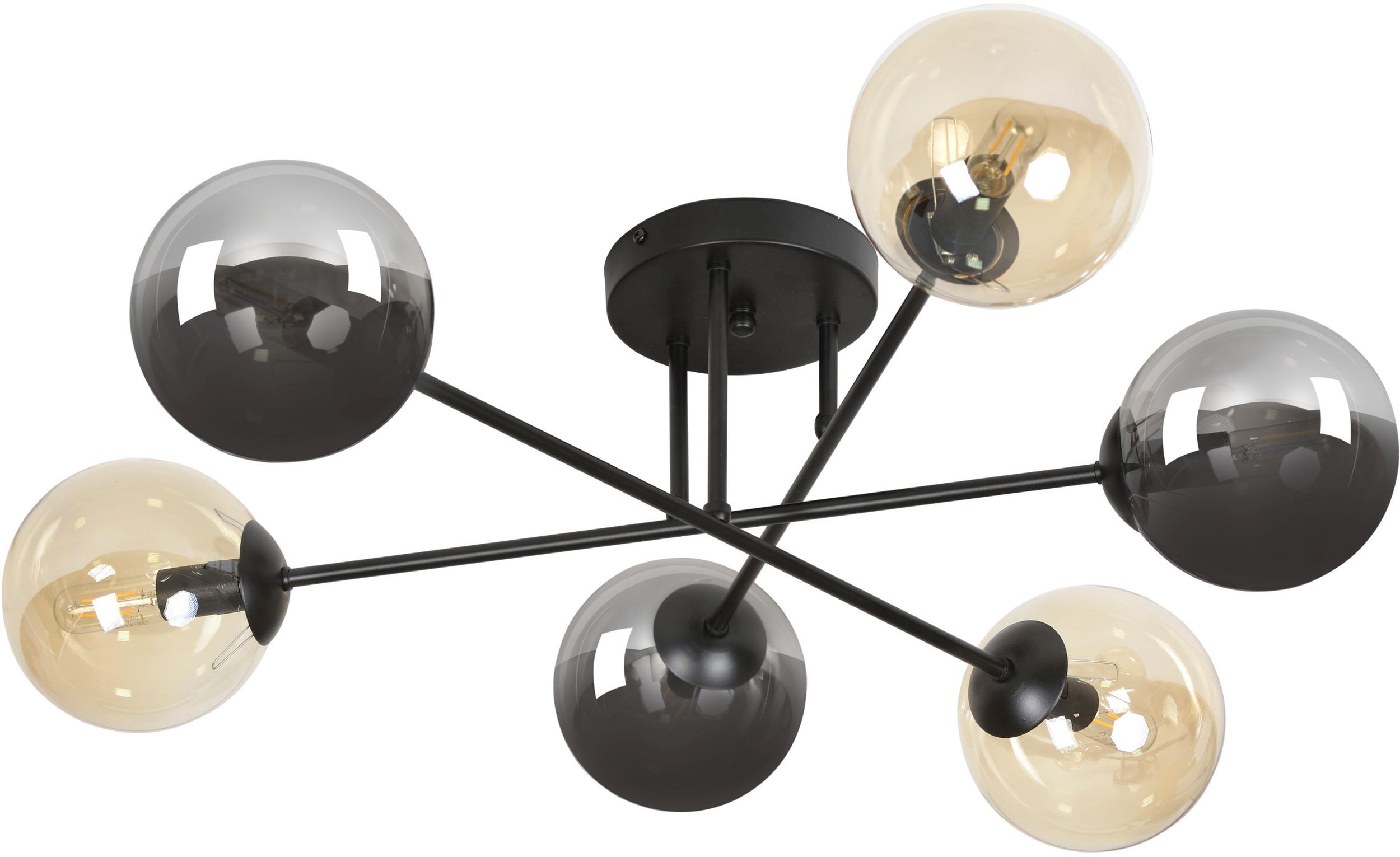 Emibig Brendi lampa podsufitowa 6x10 W czarna-bursztynowa-grafitowa 834/6B3