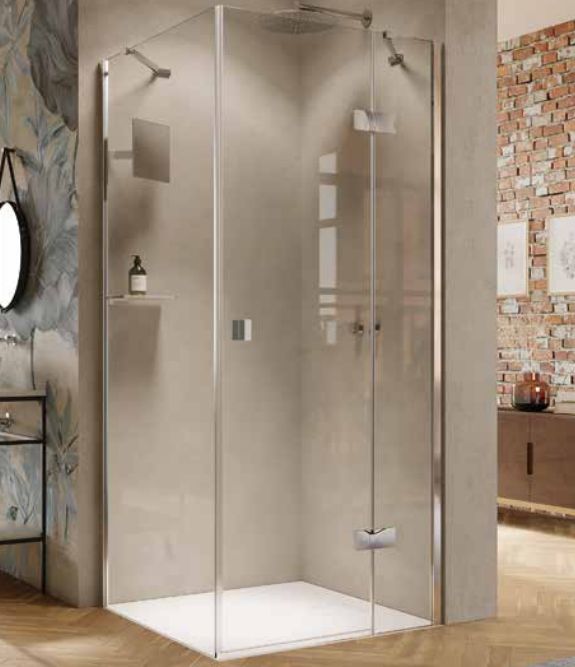 Hüppe Solva TG 4-kąt drzwi prysznicowe 90 cm prawe srebrny połysk/szkło przezroczyste Anti-Plaque S20402092322