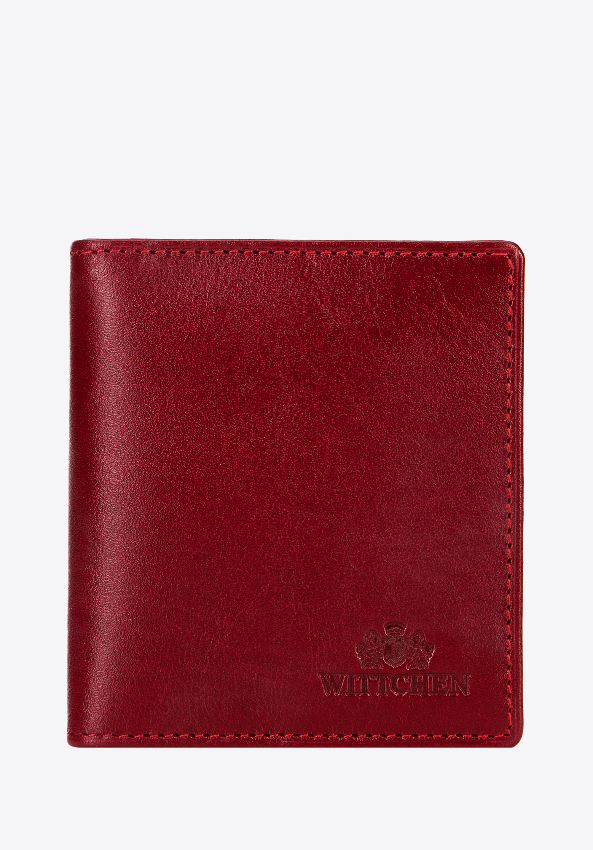 Etui na karty skórzane klasyczne małe czerwone