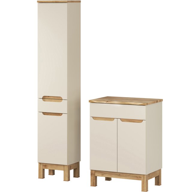 COMAD Zestaw mebli BALI CASHMERE szafka z blatem NATURE WOTAN 60 cm,