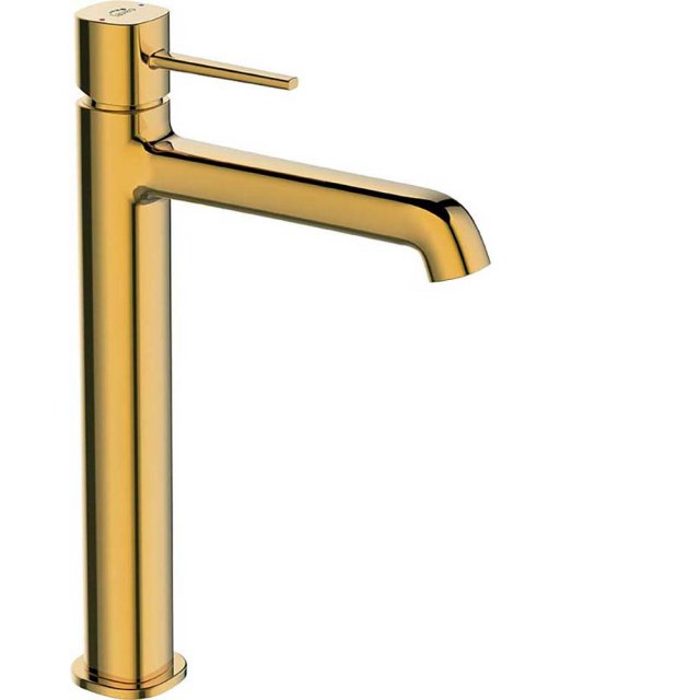 LAVEO Bateria umywalkowa stojąca POLA wysoka z korkiem klik-klak złot