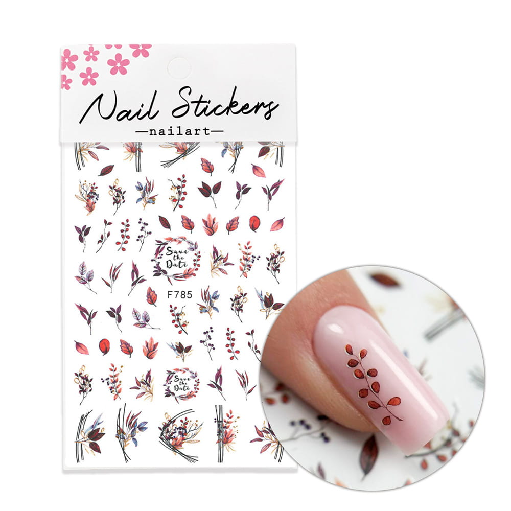 Naklejki do paznokci cienkie samoprzylepne liście F785