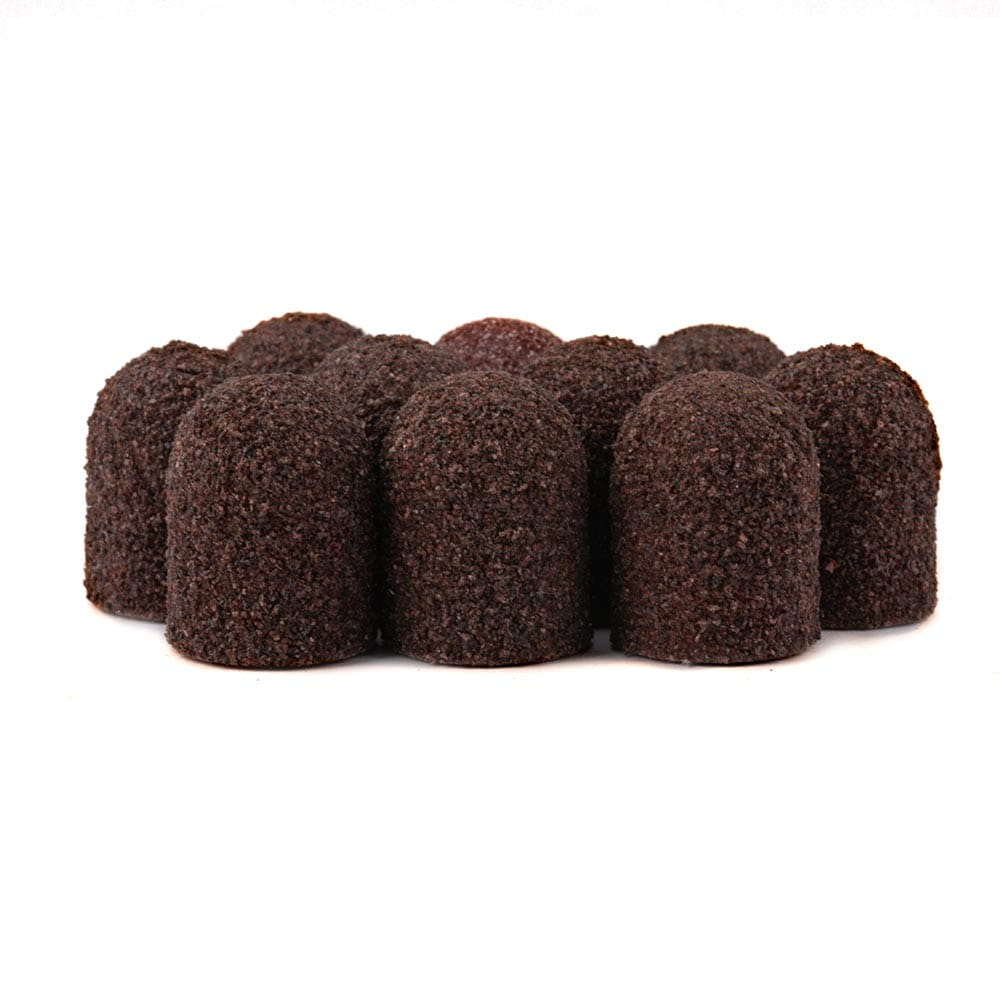 Kapturki ścierne do pedicure z bawełnianym środkiem 13mm gradacja 60 brązowe AlleMed 10 szt