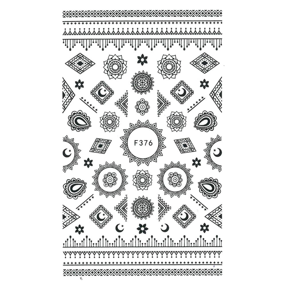 Naklejki do paznokci cienkie samoprzylepne ornamenty F376 czarne