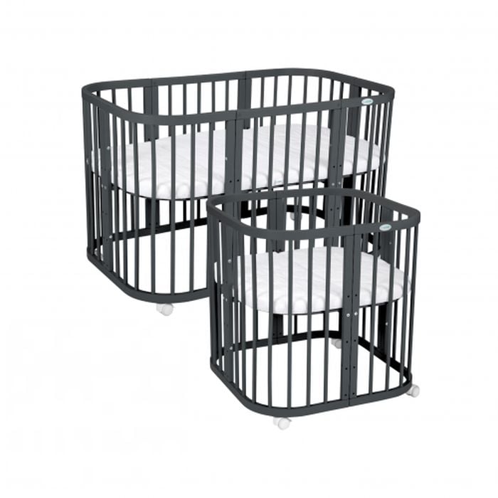 Waldin Łóżeczko z materacem 7w1-Grafit