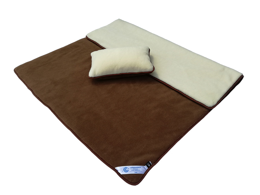 Pościel wełniana camel ciemny/kaszmir gładki (kołdra 140x200, poduszka 50x60) (+-5cm)