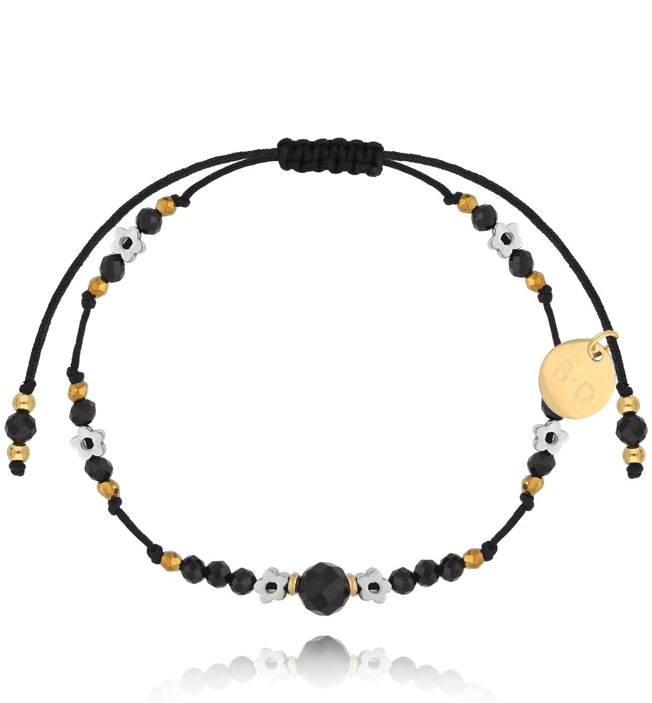 Bransoletka czarna z kamieniami naturalnymi Fiorina BMT0157 - By Dziubeka