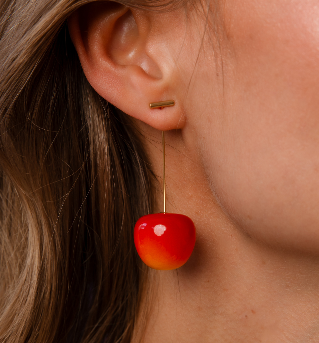 Kolczyki z czereśniami złote KSC0165